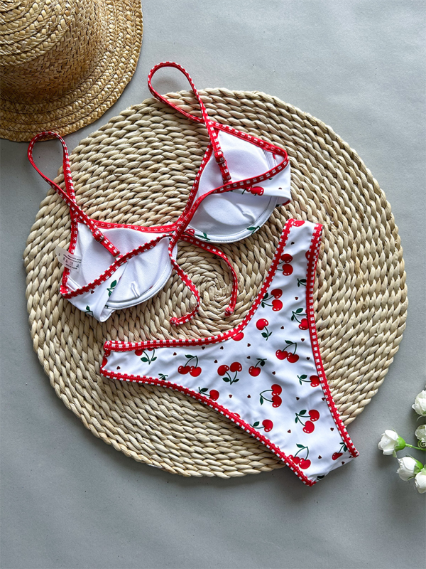 Sexy Cherry Print Two-Piece bikini