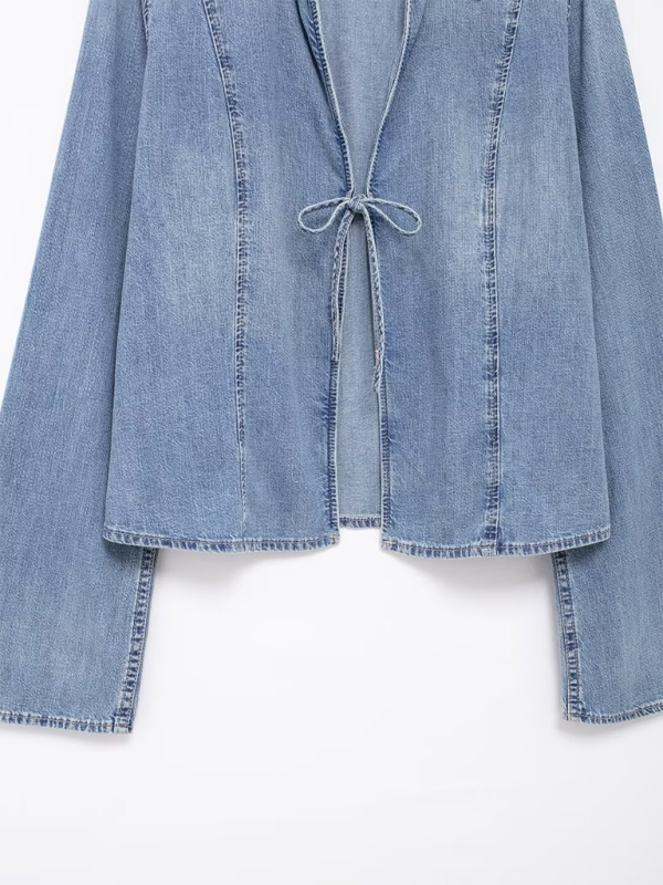 Denim Shirt With Bow