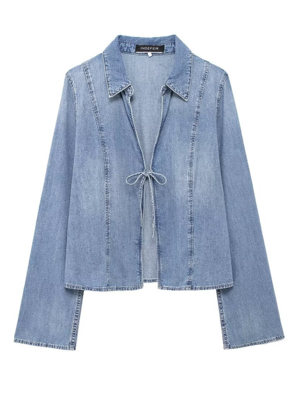 Denim Shirt With Bow