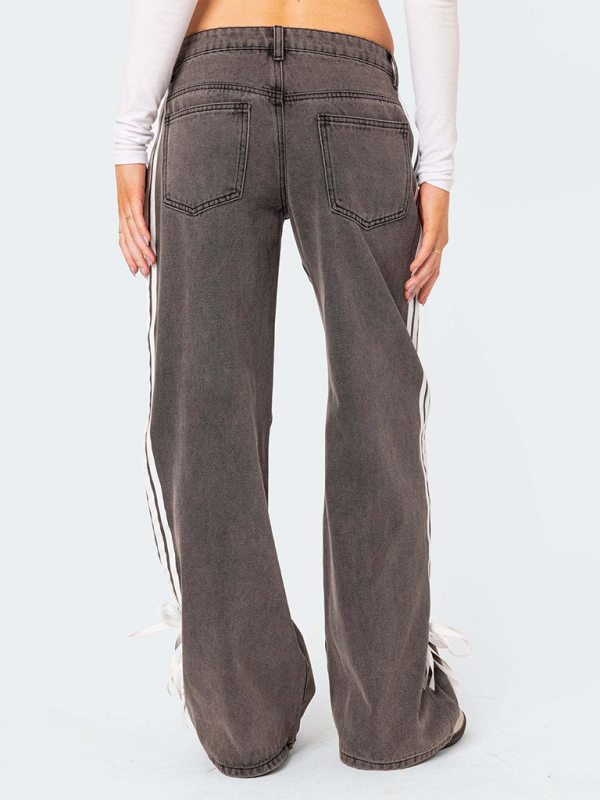 Fashion loose side drawstring jeans