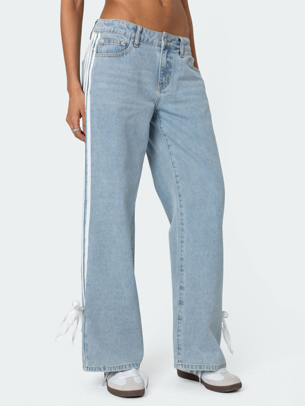 Fashion loose side drawstring jeans