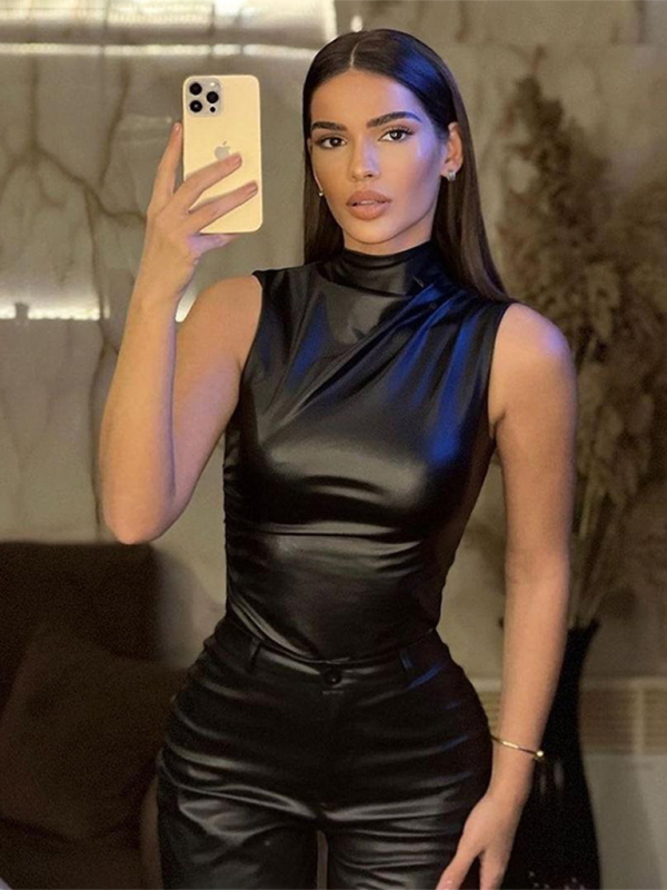 New Leather Sleeveless Top