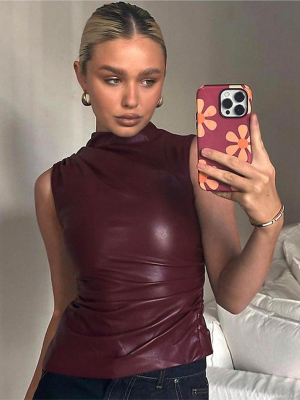 New Leather Sleeveless Top