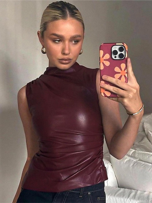 New Leather Sleeveless Top