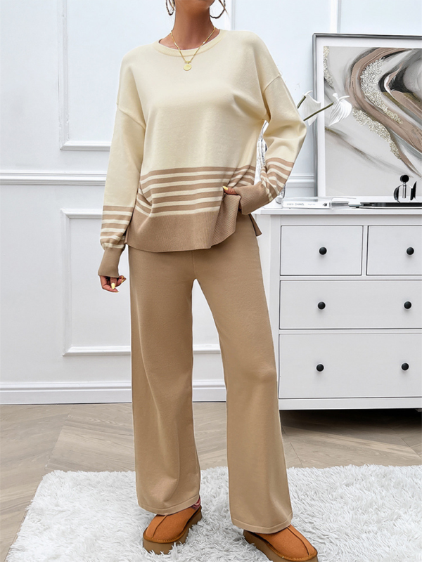 Color Block Sweater & Pants Set