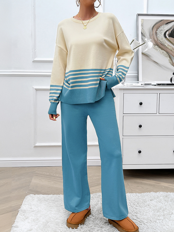 Color Block Sweater & Pants Set