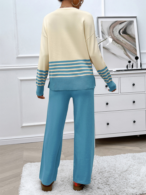 Color Block Sweater & Pants Set