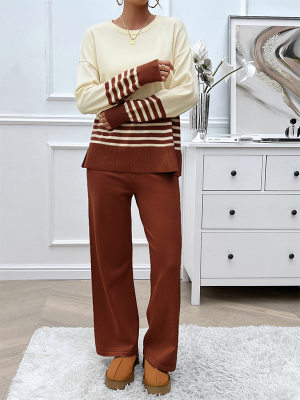 Color Block Sweater & Pants Set