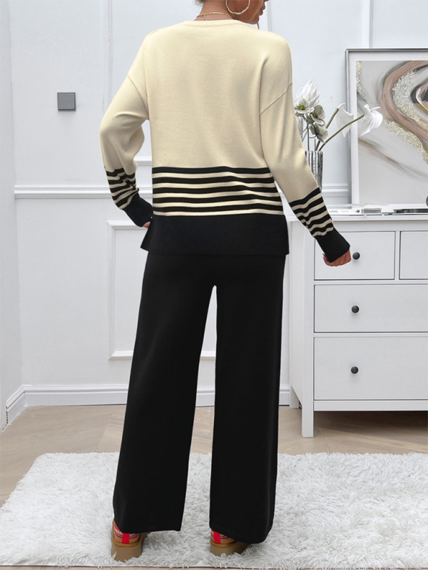Color Block Sweater & Pants Set