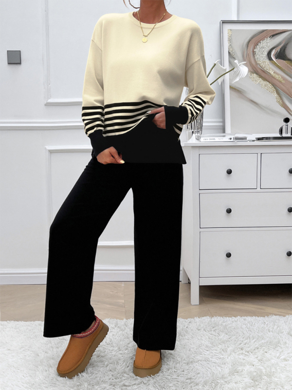 Color Block Sweater & Pants Set