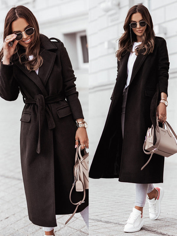 simple long sleeved V-neck tie jacket