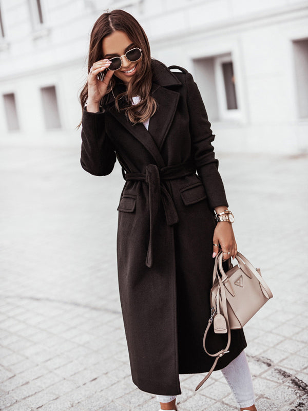simple long sleeved V-neck tie jacket