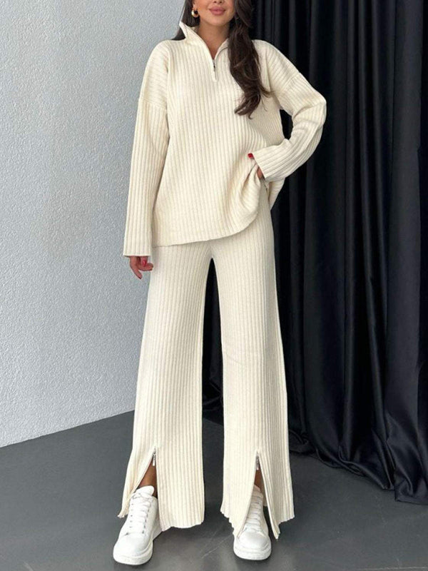 New knitted suit high collar set