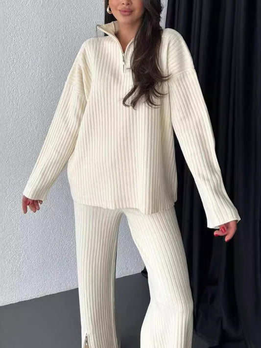 New knitted suit high collar set