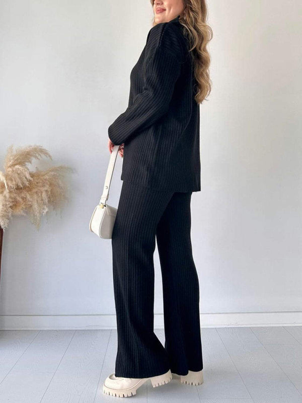 New knitted suit high collar set