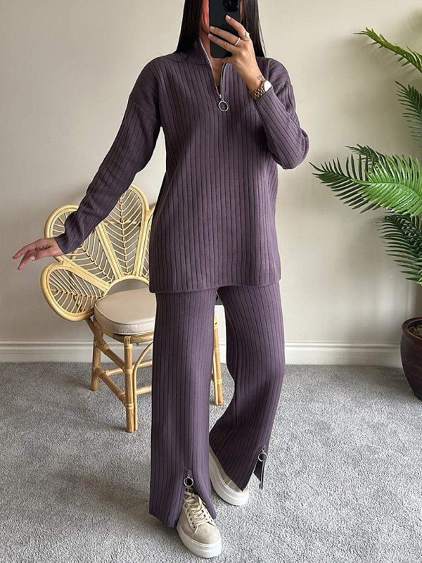 New knitted suit high collar set