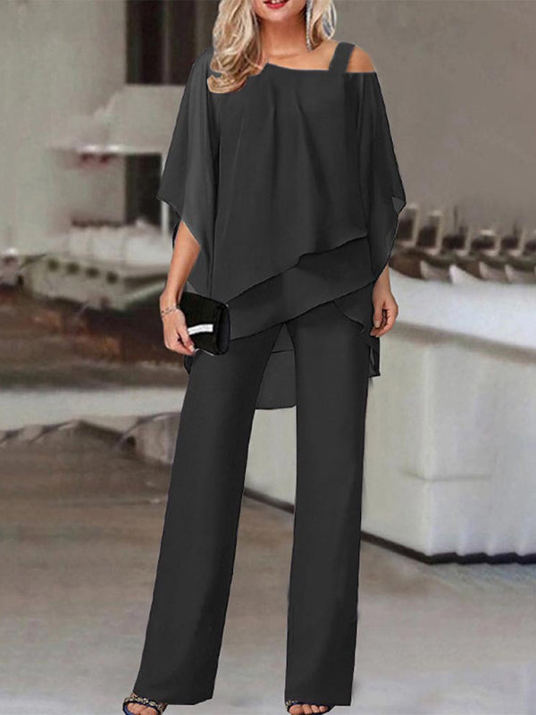 Bat sleeve jumpsuit two-piece suit
