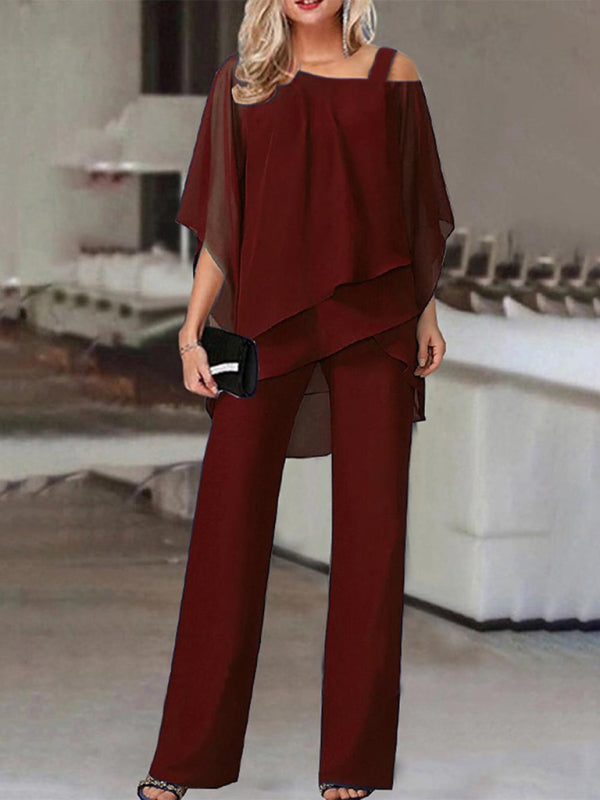 Bat sleeve jumpsuit two-piece suit