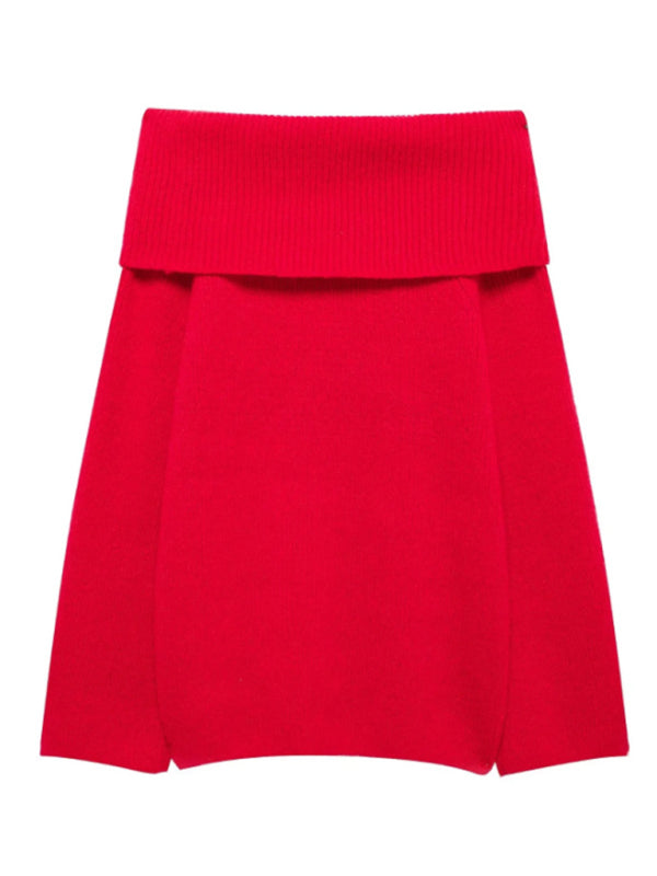 Simple off-shoulder long-sleeved sweater