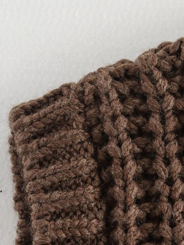 New Chunky Round Neck Knitted Vest