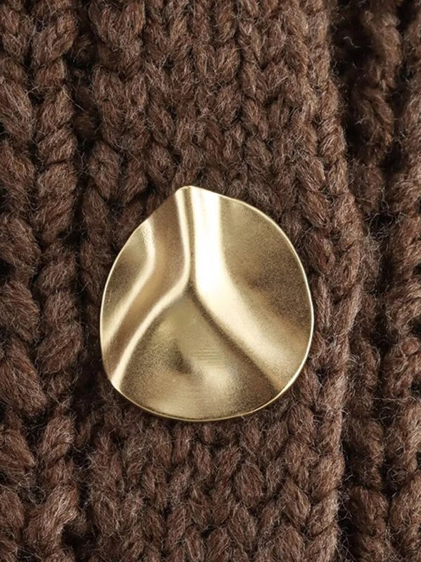 New Chunky Round Neck Knitted Vest