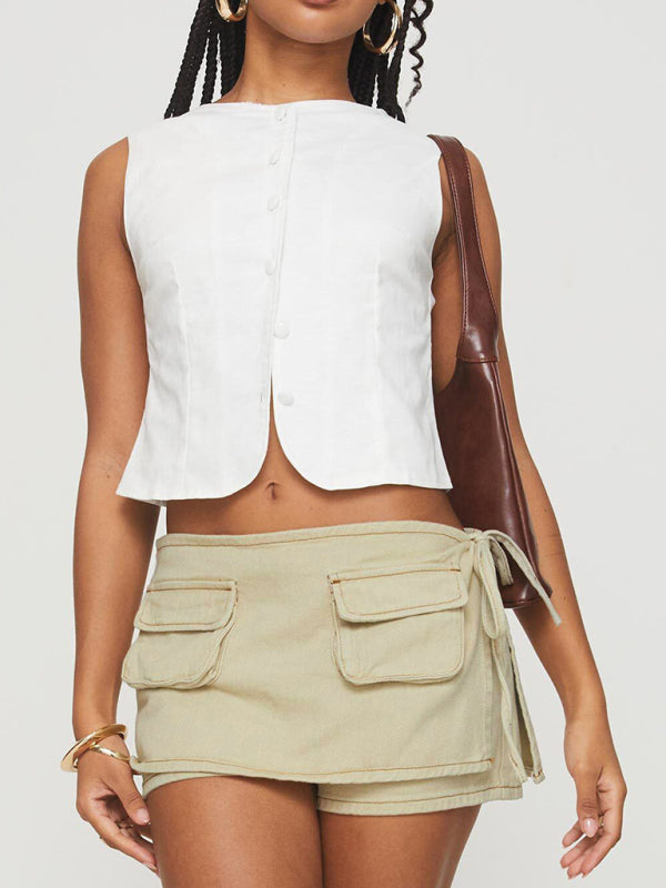 Low Rise Denim Skorts