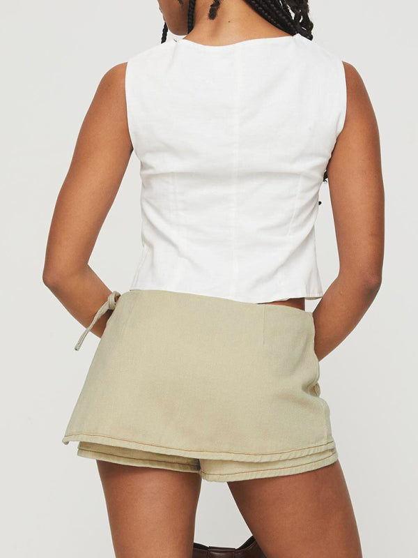 Low Rise Denim Skorts