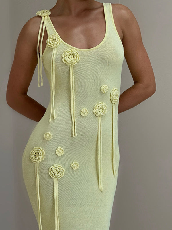 Knitted Floating Flower Beach Bikini Swimsuit Cover-up