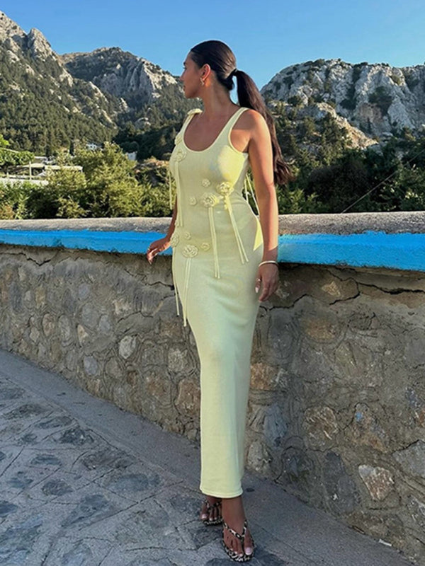 Knitted Floating Flower Beach Bikini Swimsuit Cover-up