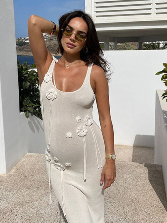 Knitted Floating Flower Beach Bikini Swimsuit Cover-up