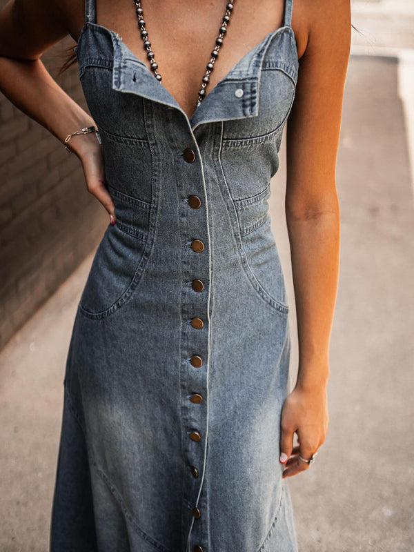 Retro Denim Swing Dress