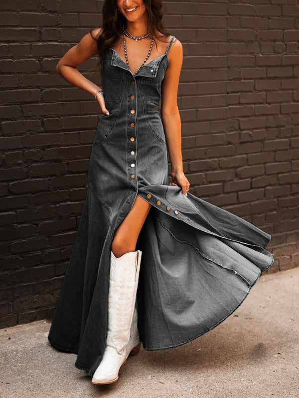Retro Denim Swing Dress