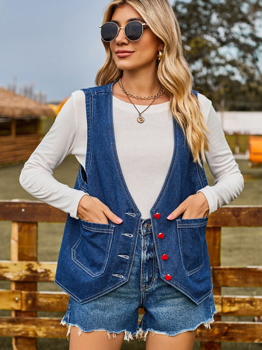 New denim sleeveless vest