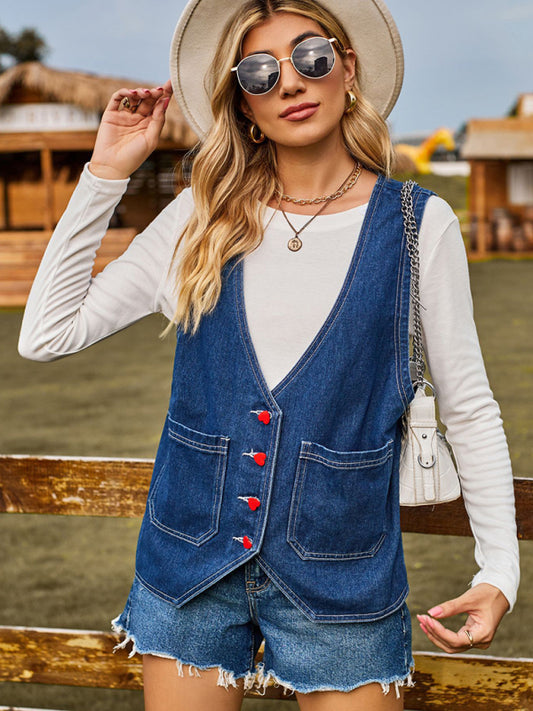 New denim sleeveless vest