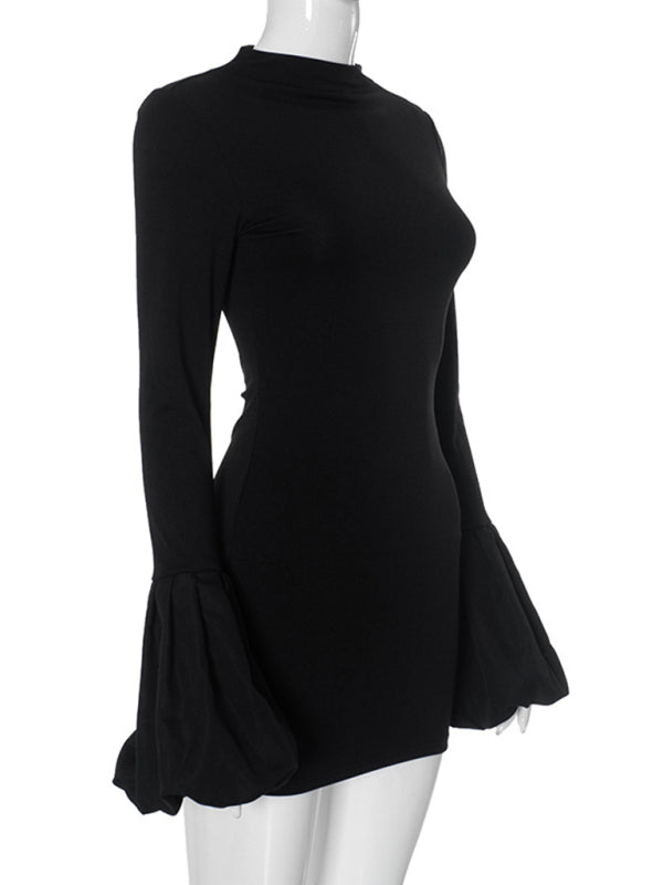 Round neck long sleeve dress