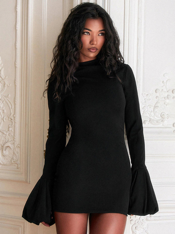 Round neck long sleeve dress