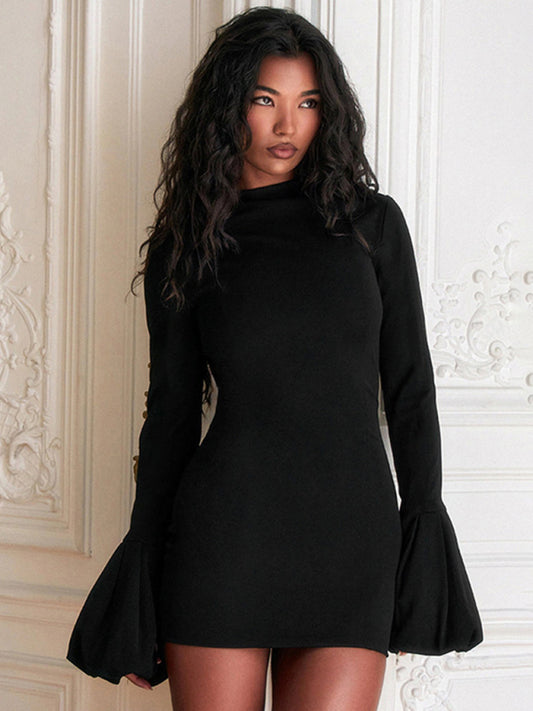 Round neck long sleeve dress