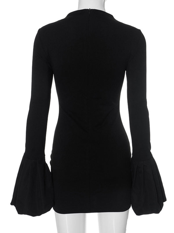 Round neck long sleeve dress