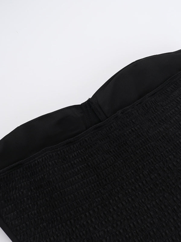 Sexy Slim Fit Tube Top Gathered Dress