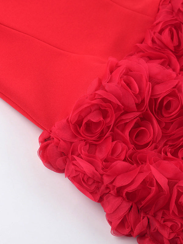 Sexy Flower Texture Tube Top Dress