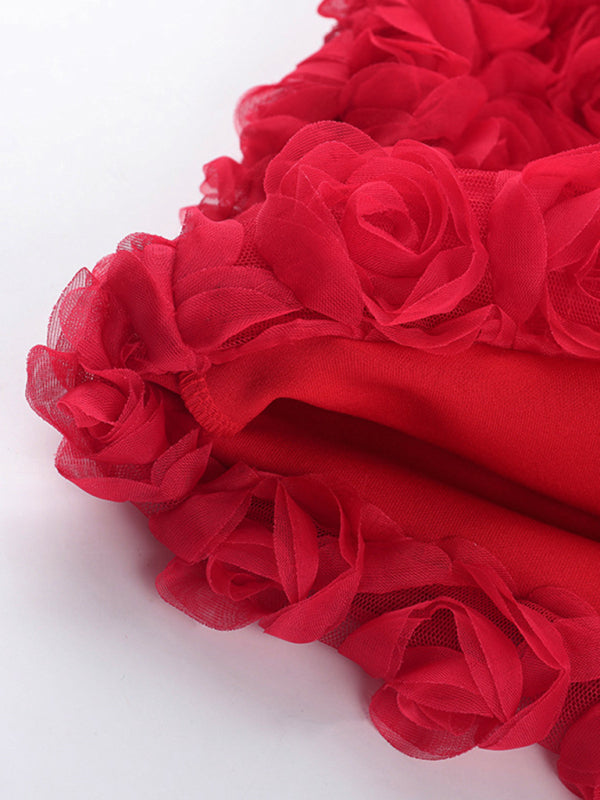 Sexy Flower Texture Tube Top Dress