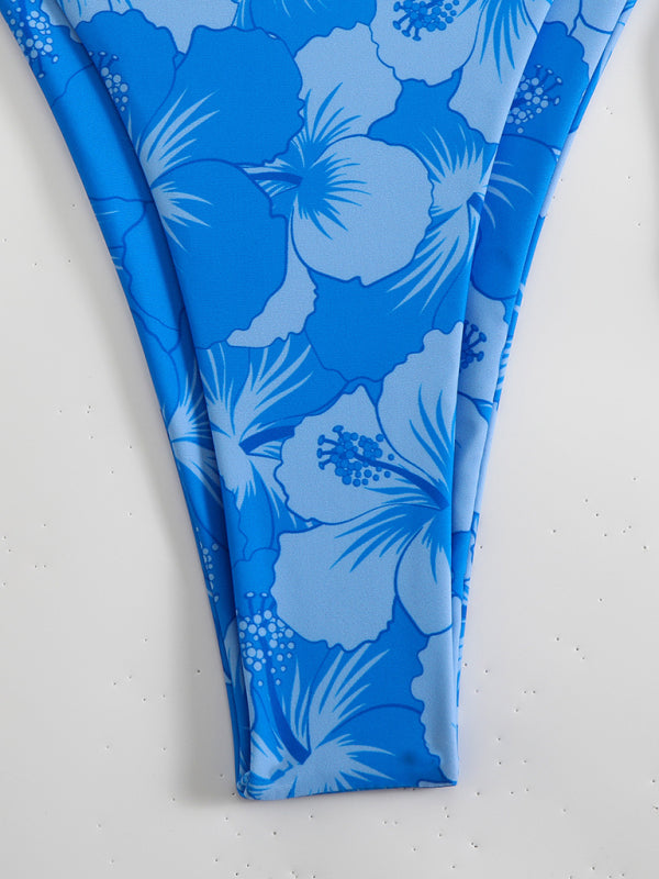 Floral print halterneck bikini