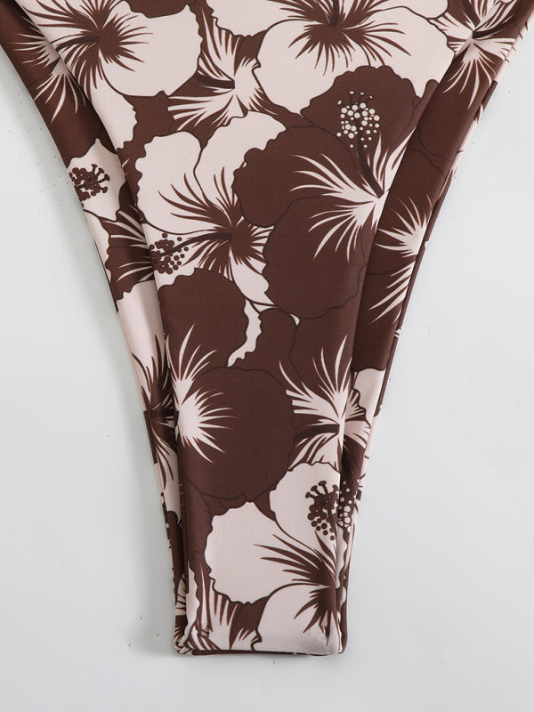 Floral print halterneck bikini