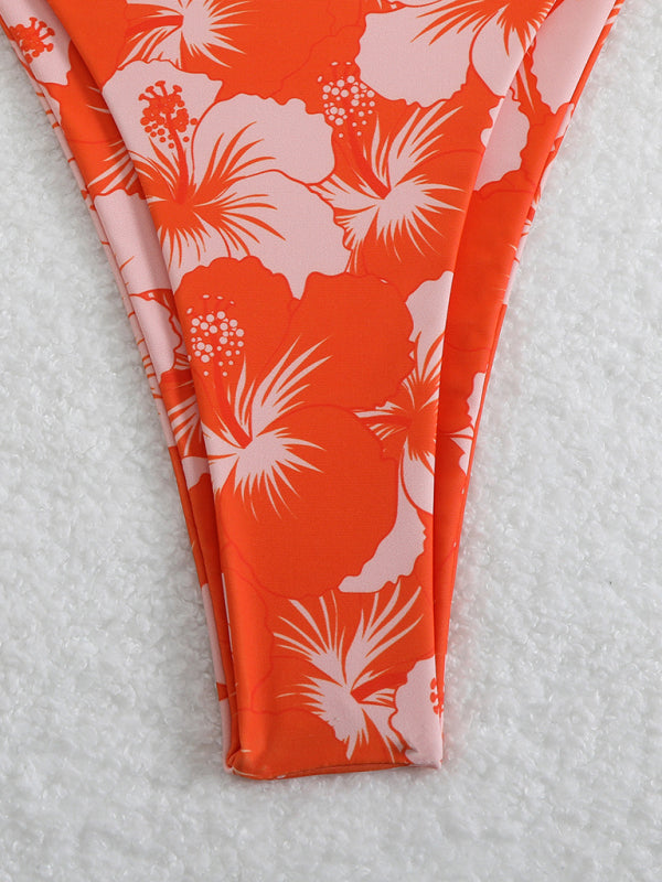 Floral print halterneck bikini