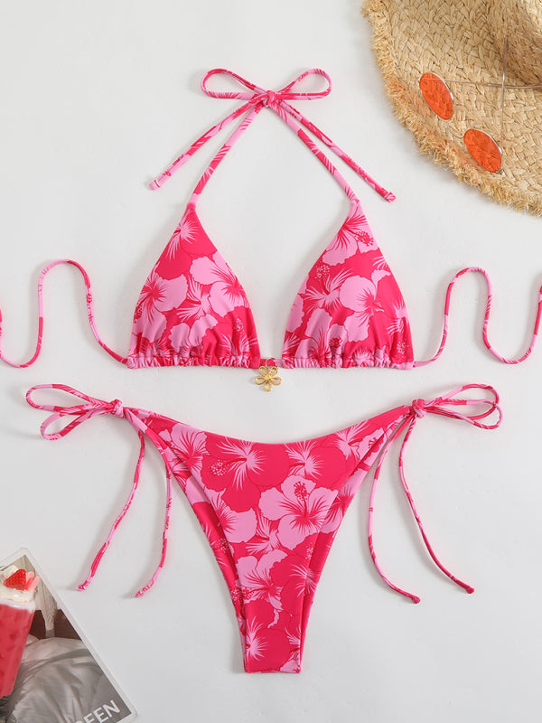 Floral print halterneck bikini