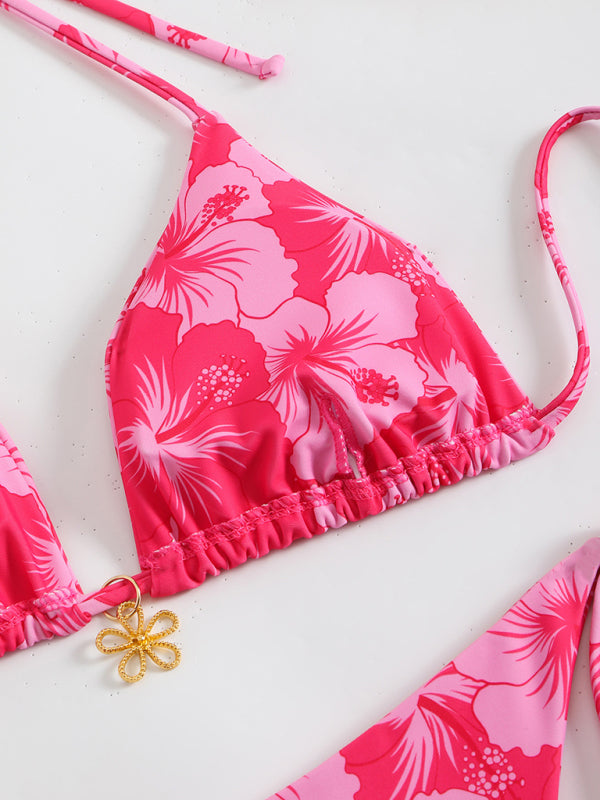 Floral print halterneck bikini