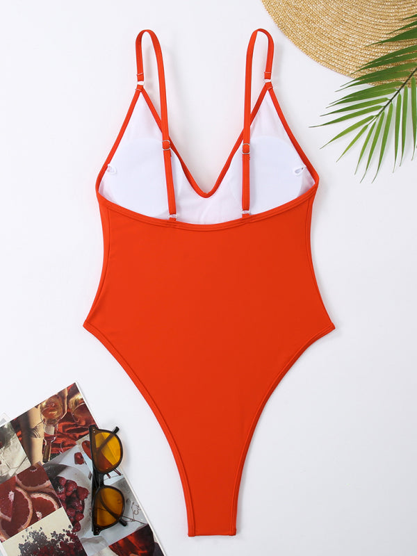 Simple Women's One-Piece Swimsuit