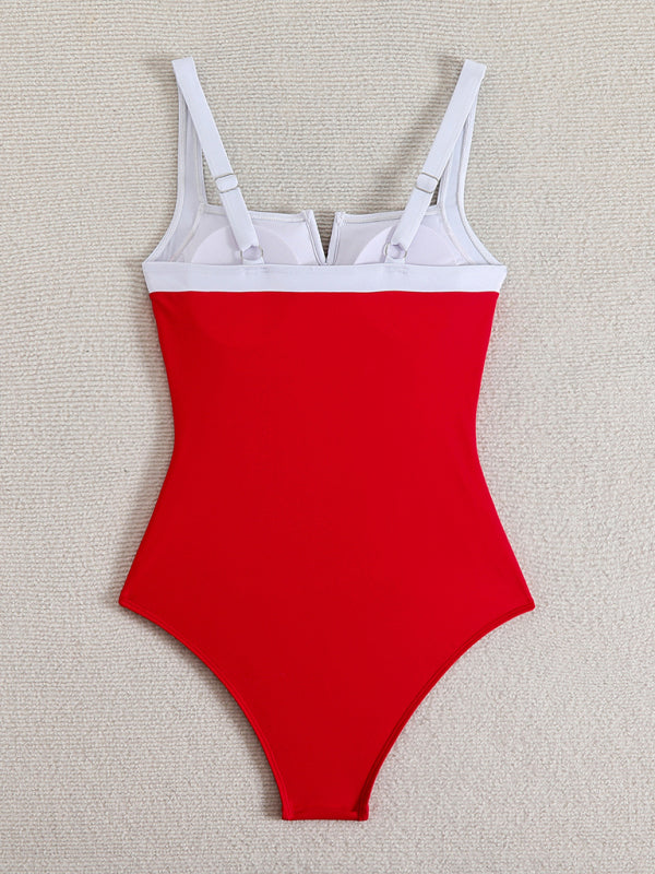 Contrast Color Swimsuit