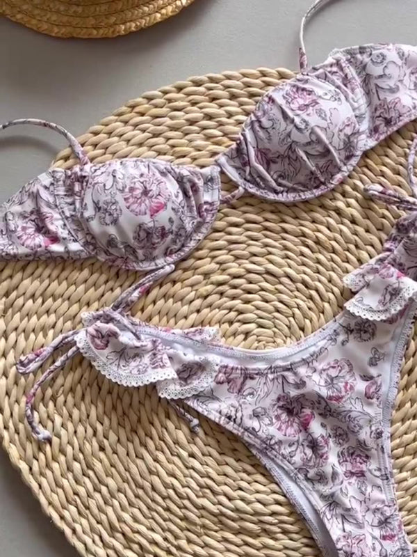 Printed lace bikini