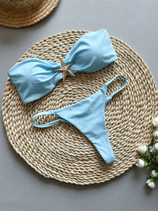 Starfish solid color bandeau bikini